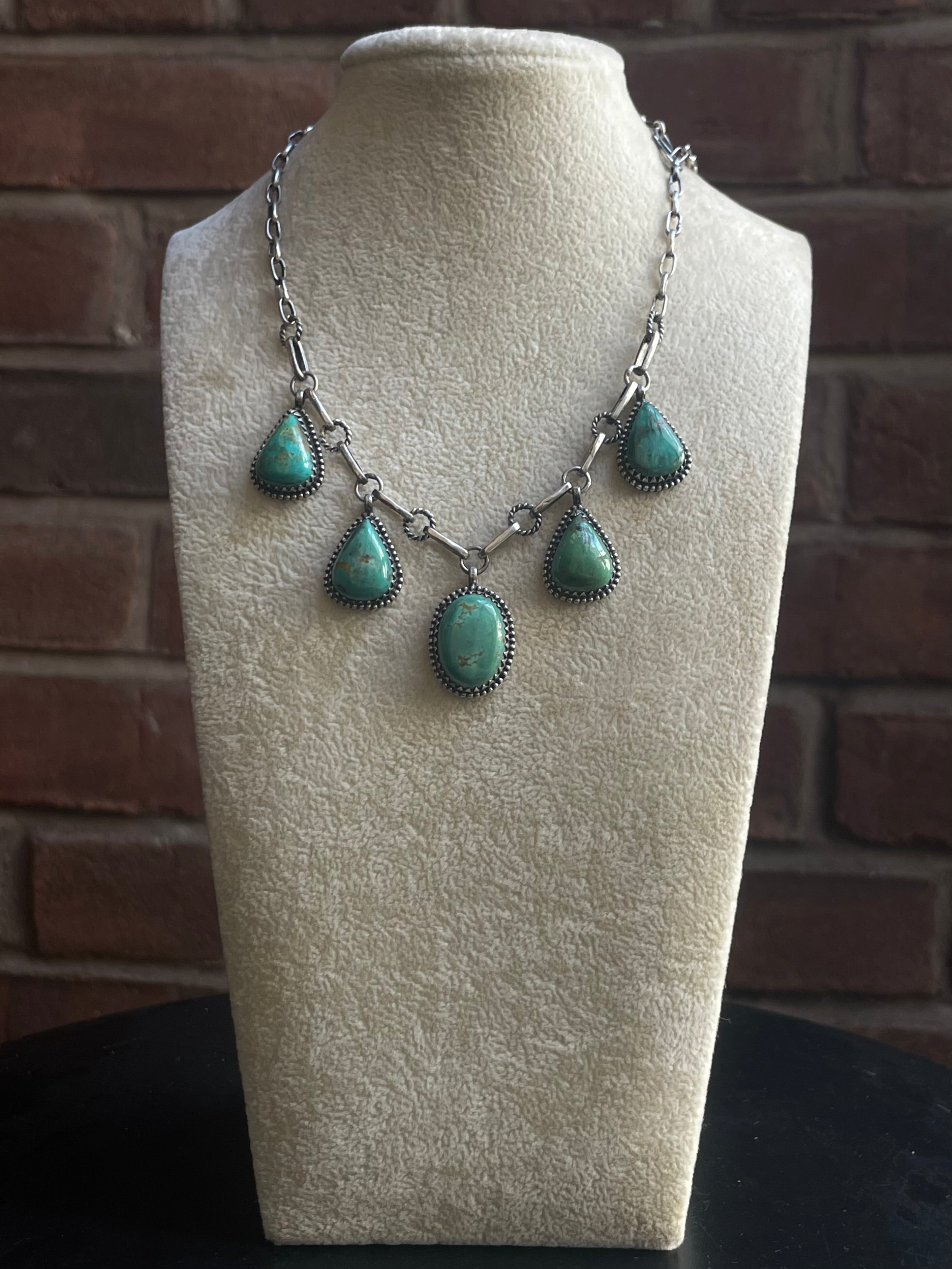 Kingman Turquoise Lariat Necklace | 925 Sterling Silver G612