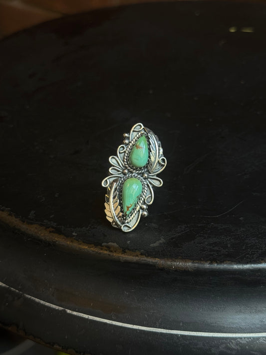 Turquoise Leaf Ring | 925 Sterling Silver | Size 9 C265