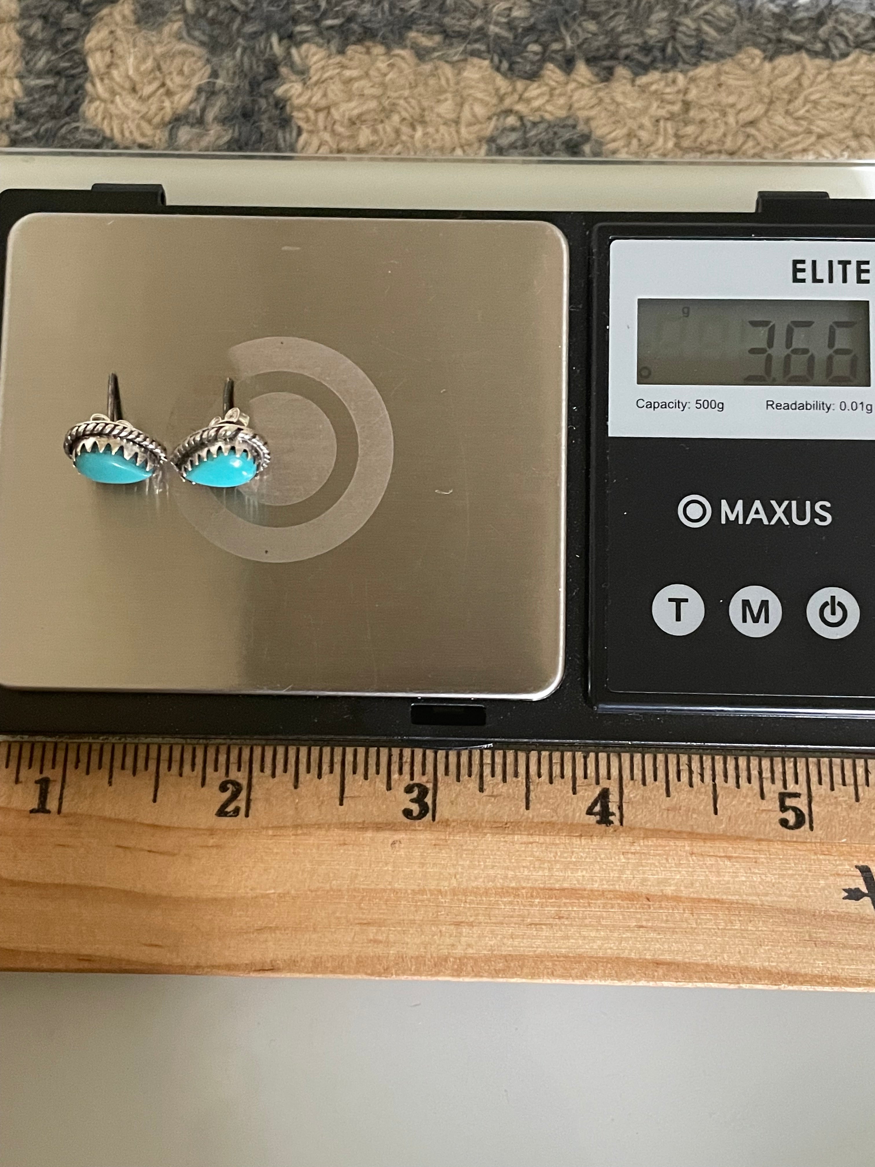 Kingman Turquoise Stud Earrings | 925 Sterling Silver G662