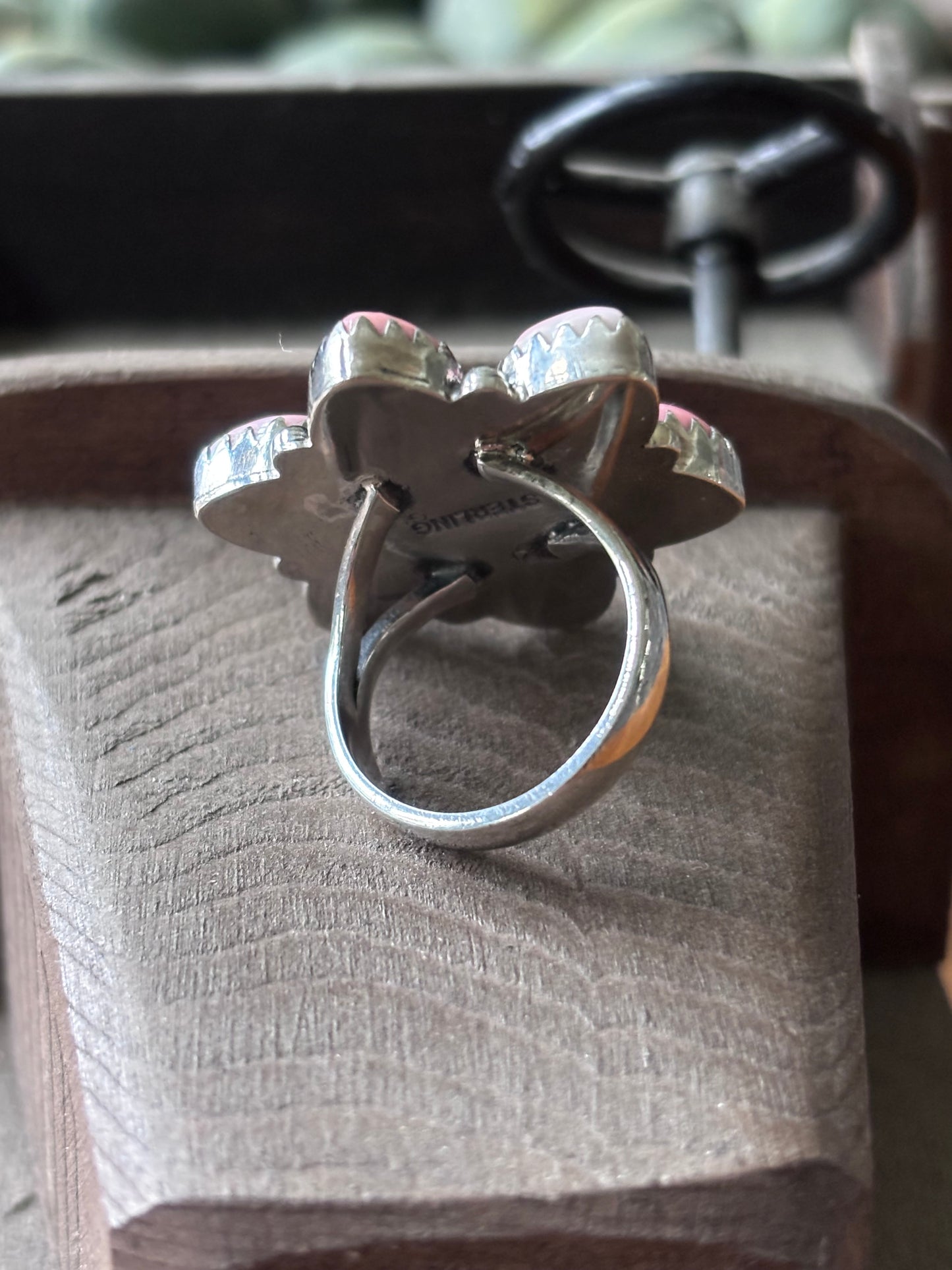 Pink Conch Flower Ring Size 6 | 925 Sterling Silver A104