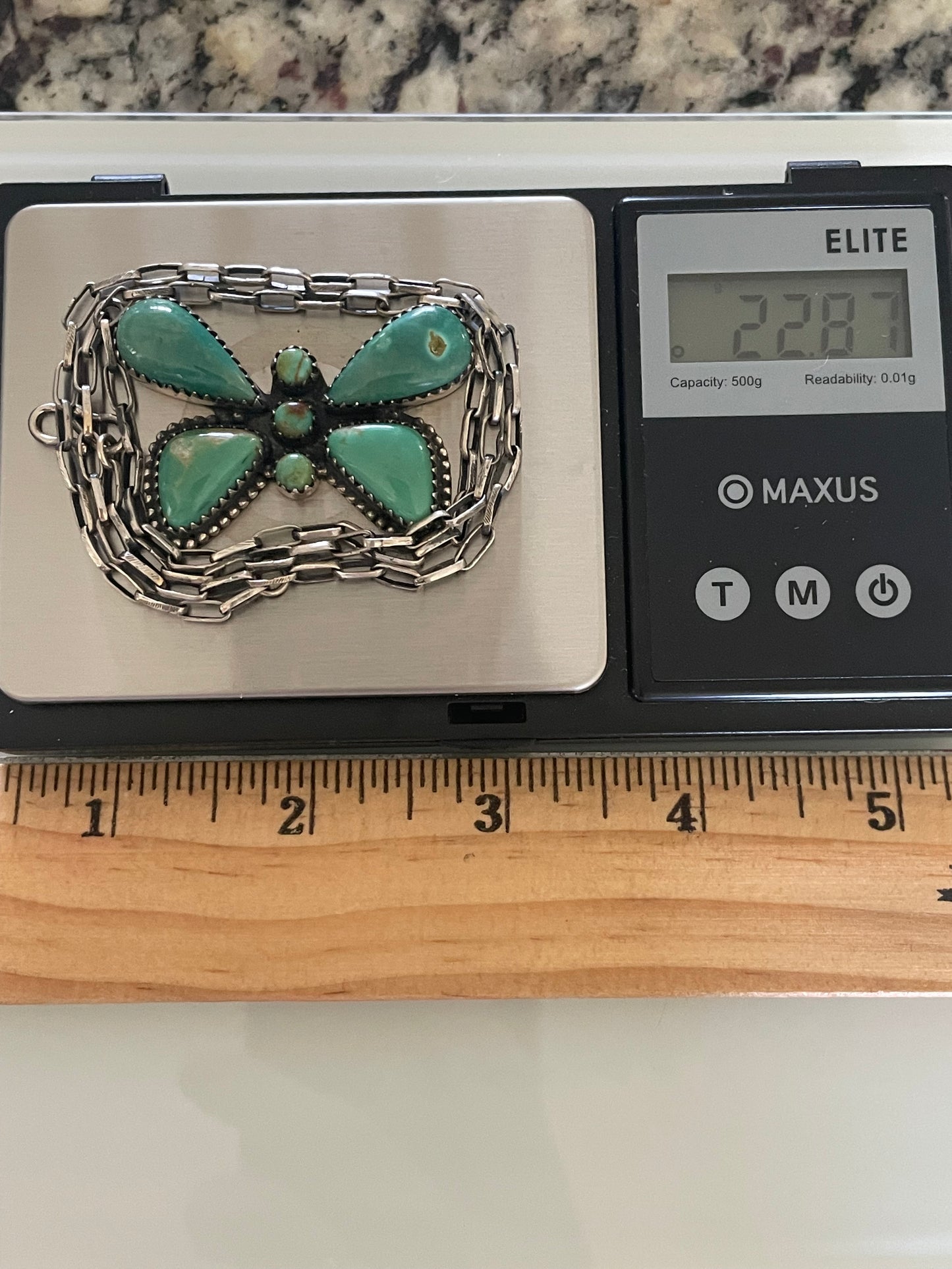 Kingman Turquoise Butterfly Necklace | Sterling Silver G419