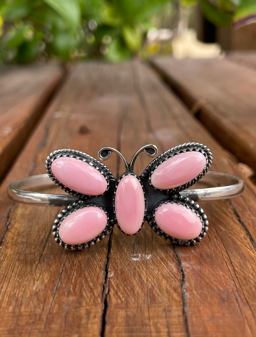 Pink Conch Butterfly Cuff Bracelet | 925 Sterling Silver B985