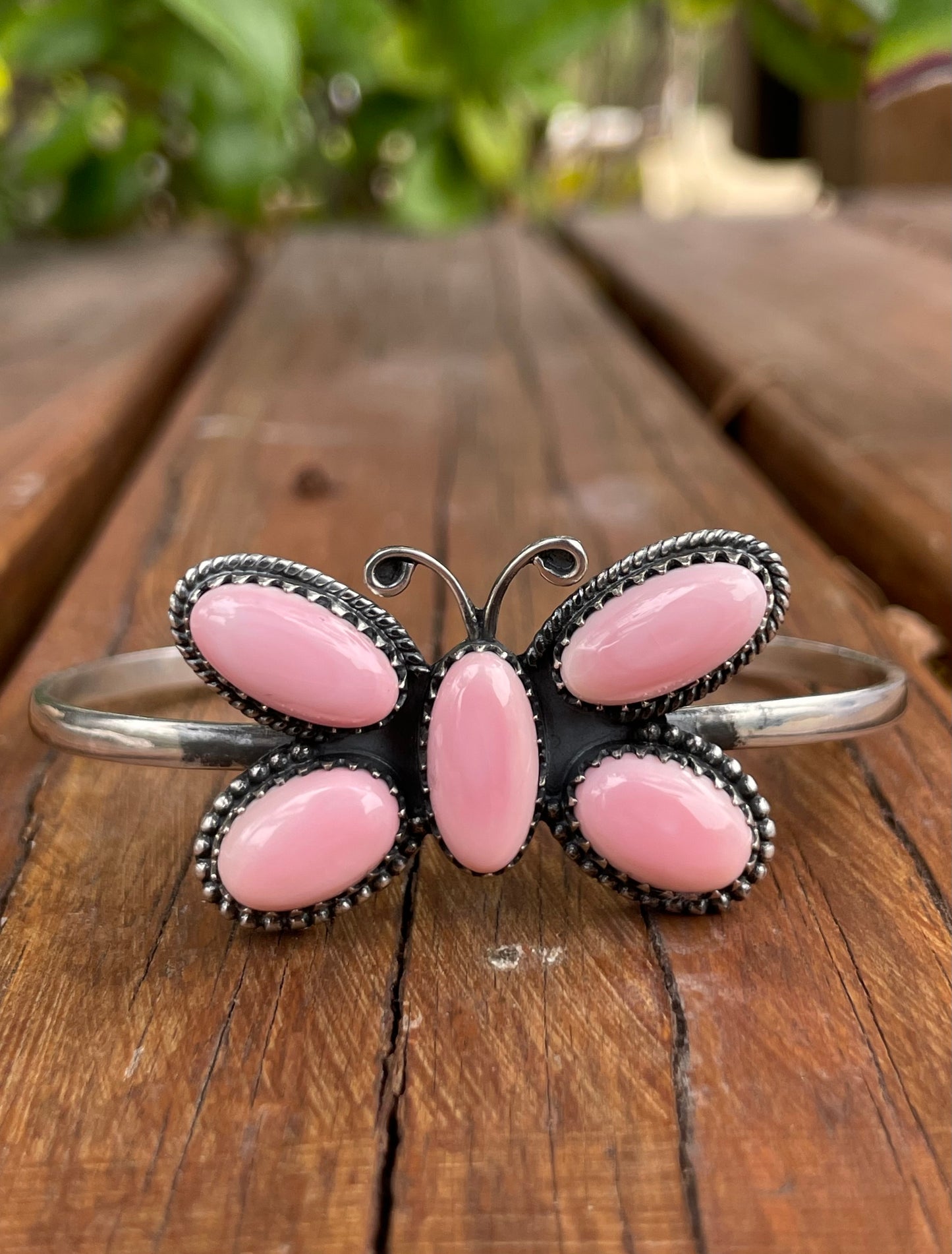 Pink Conch Butterfly Cuff Bracelet | 925 Sterling Silver B985
