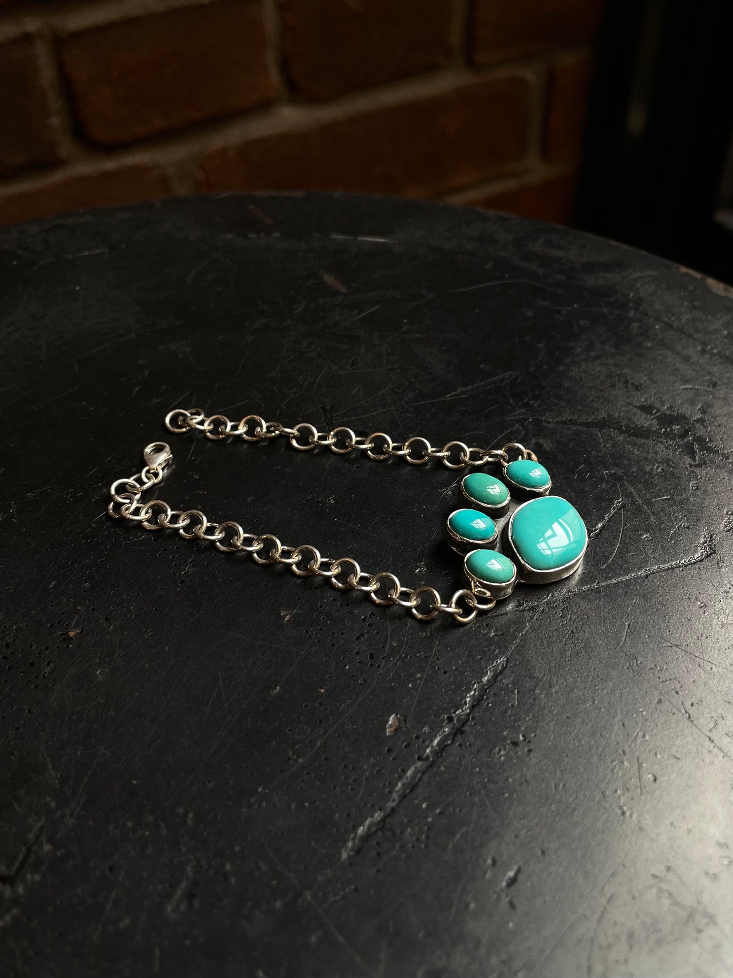 Kingman Turquoise Paw Bracelet | 925 Sterling Silver E101