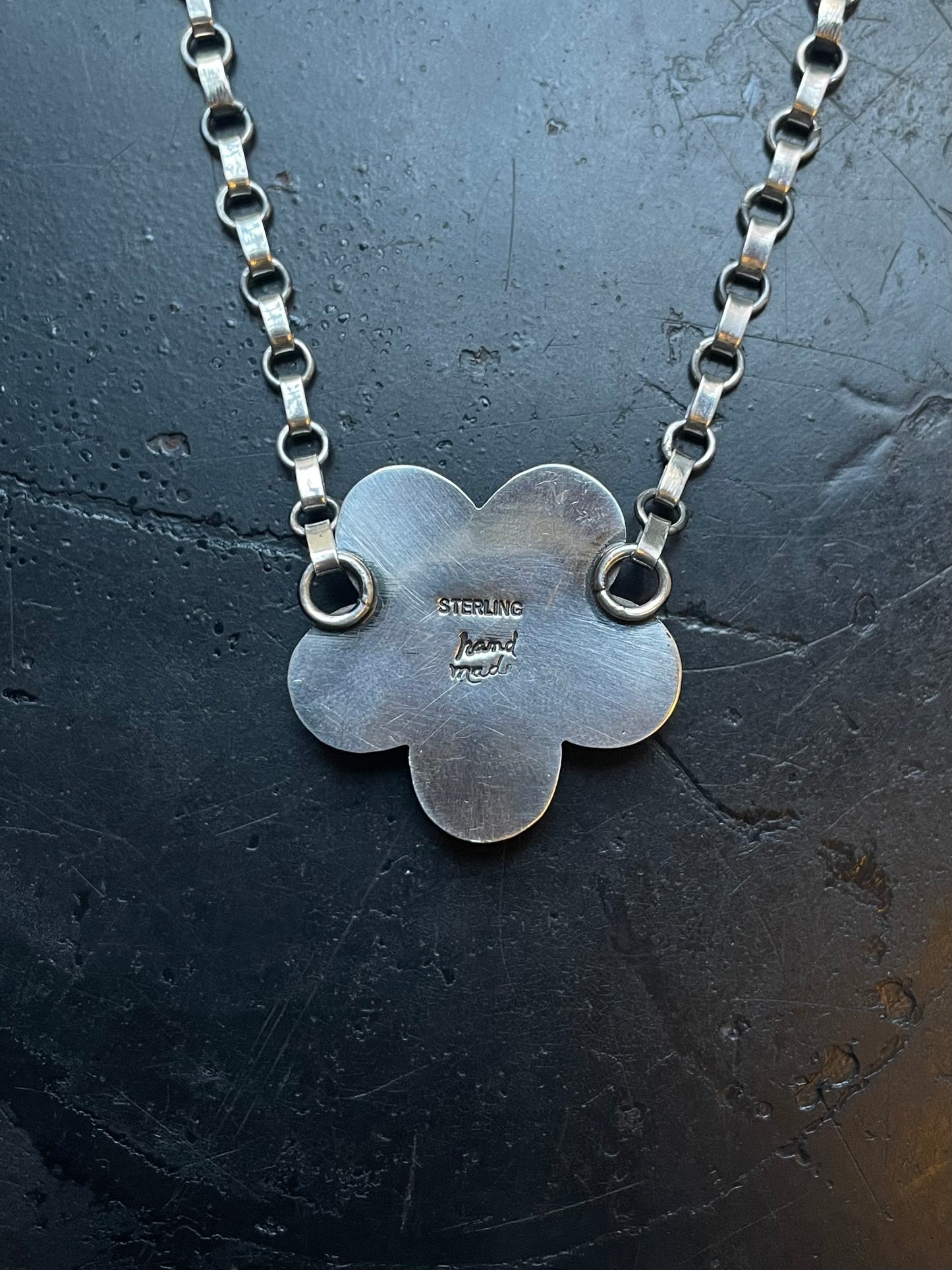 Kingman Turquoise Flower Necklace | 925 Sterling Silver E605