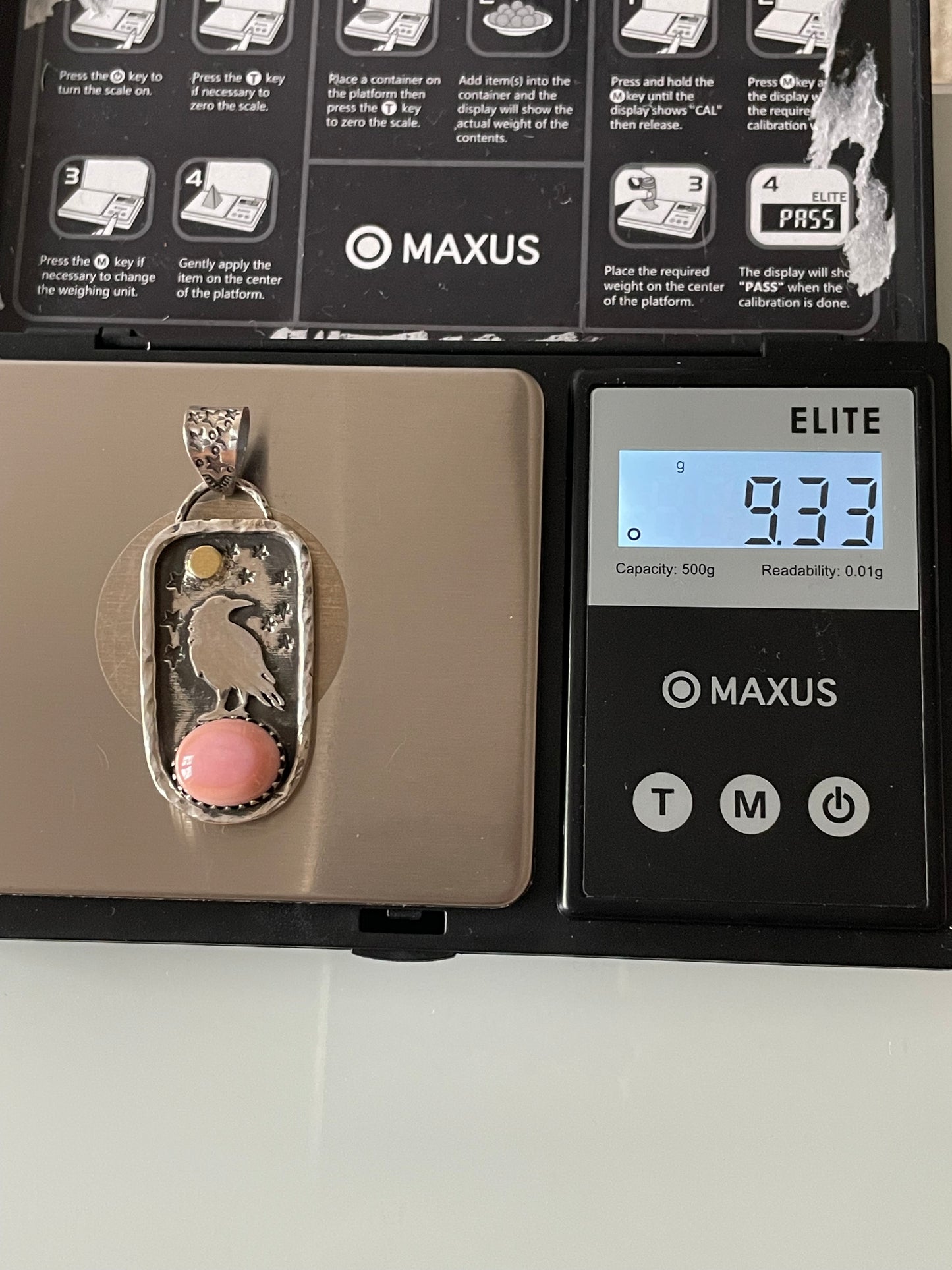 Pink Conch Raven Pendant | 925 Sterling Silver E500