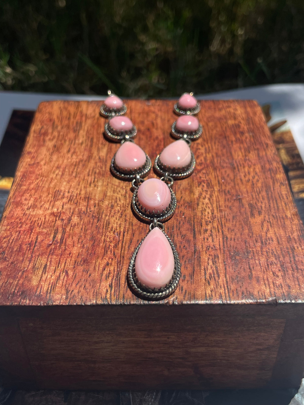 Pink Conch Teardrop Necklace | 925 Sterling Silver D253