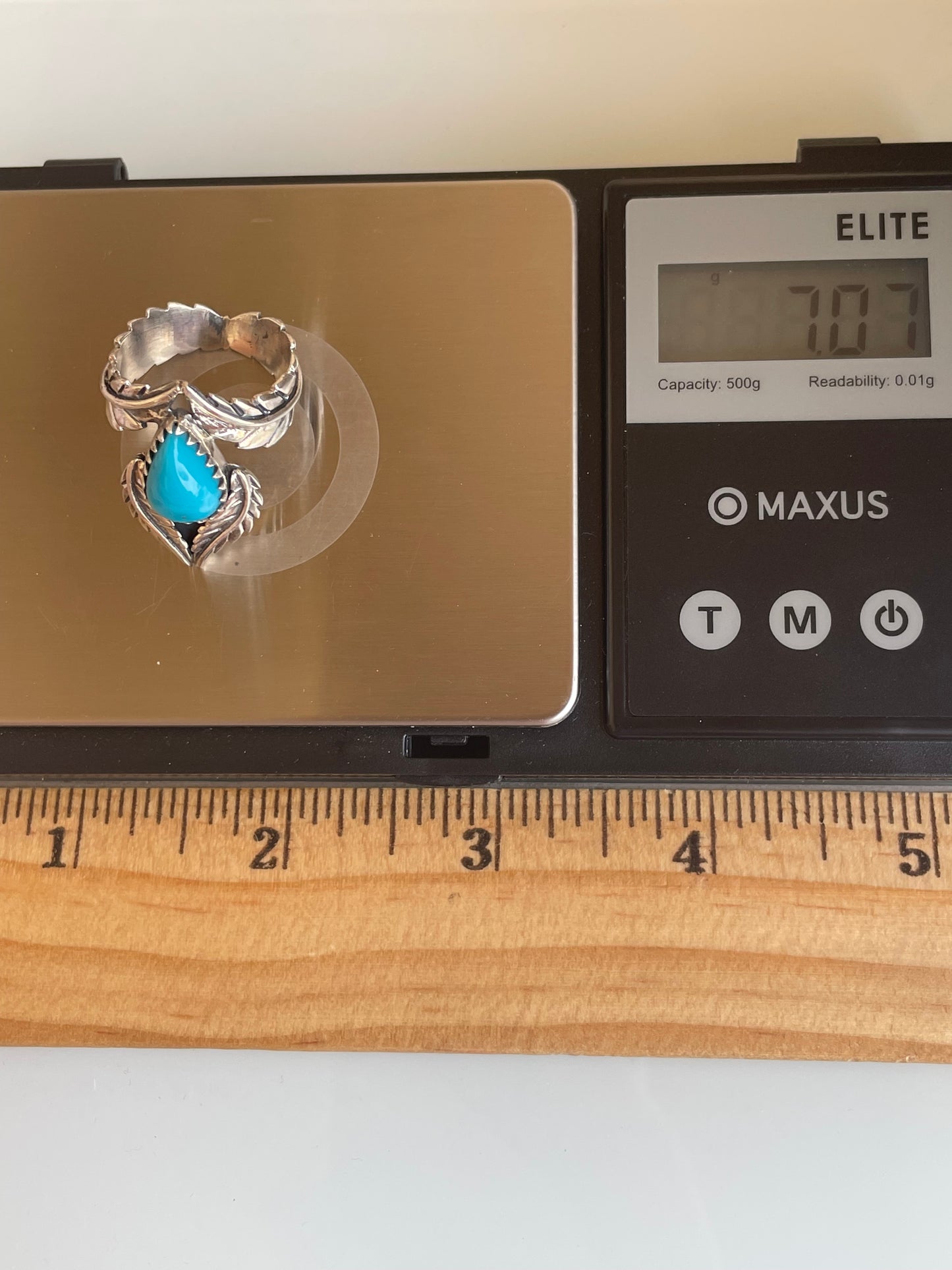 Kingman Turquoise Feather Ring Size 8 | 925 Sterling Silver G503