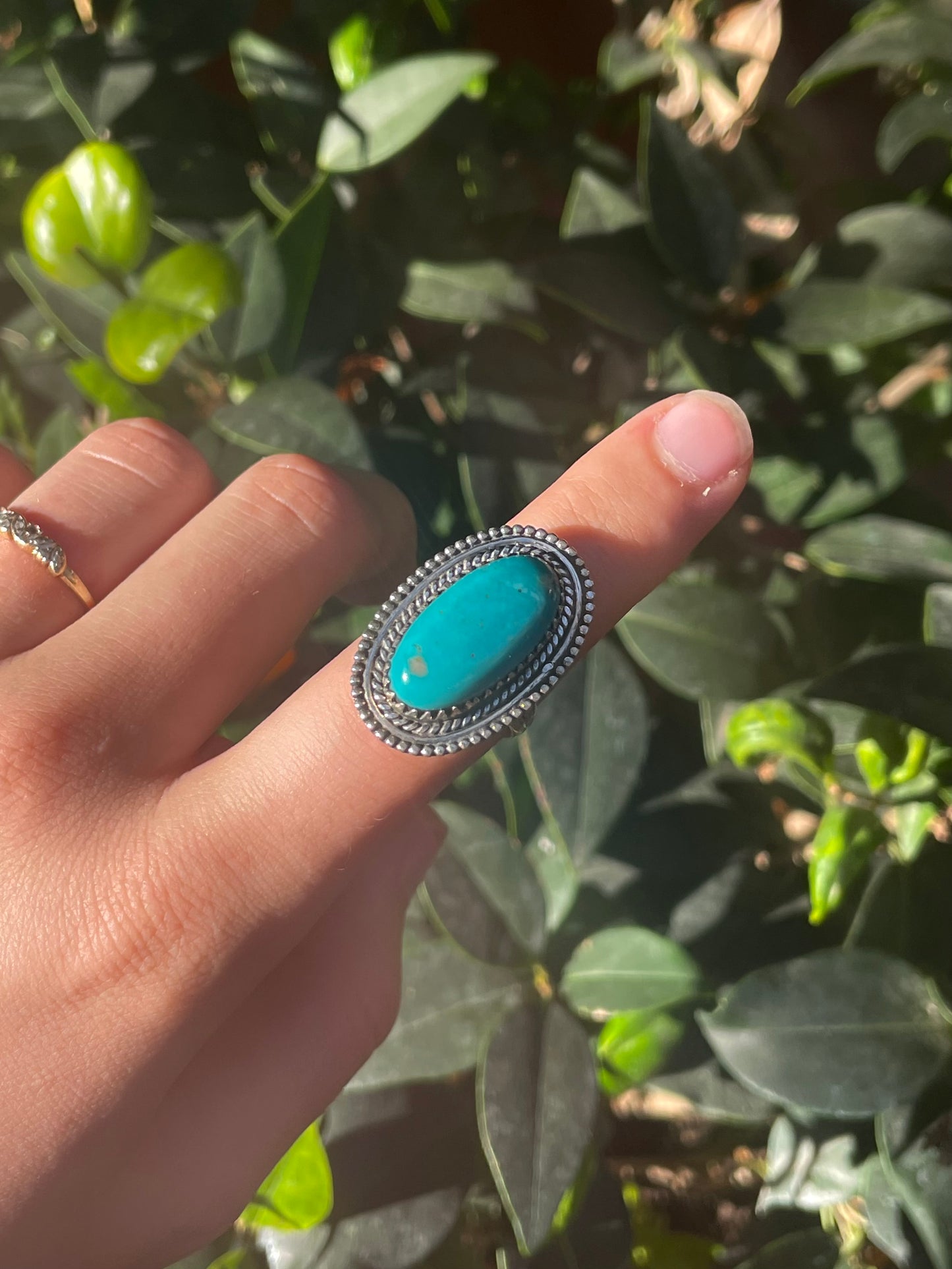 Turquoise Oval Ring Size 9 | 925 Sterling Silver C893