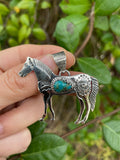 Turquoise Horse Pendant | 925 Sterling Silver B980