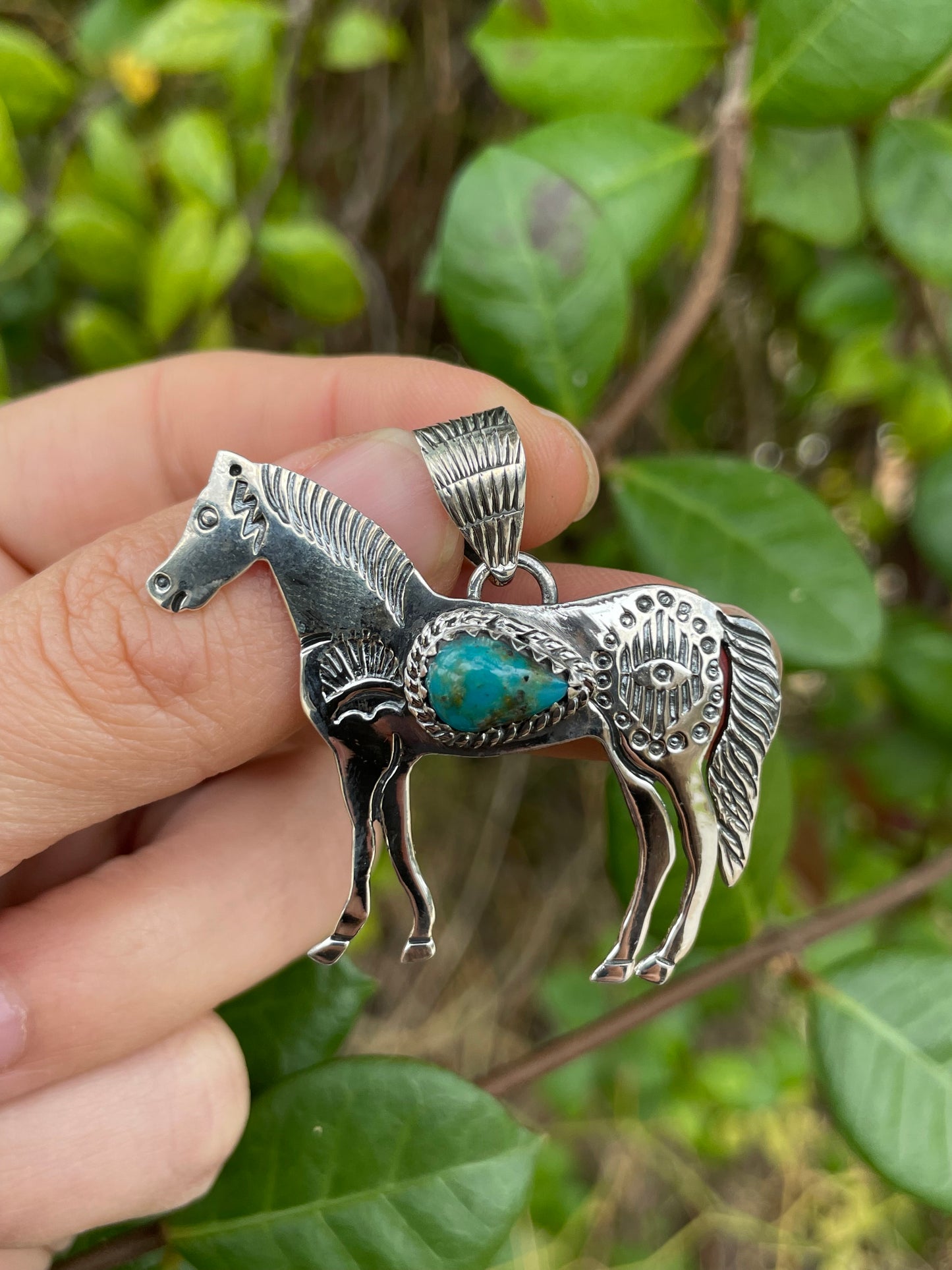Turquoise Horse Pendant | 925 Sterling Silver B980