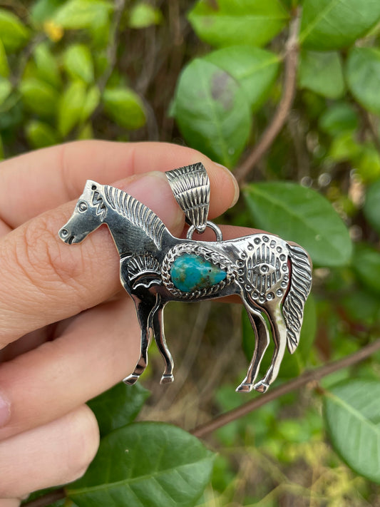 Turquoise Horse Pendant | 925 Sterling Silver B980