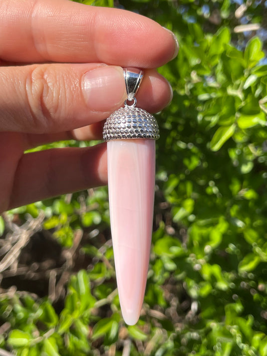 Pink Conch Tusk Pendant | 925 Sterling Silver B605