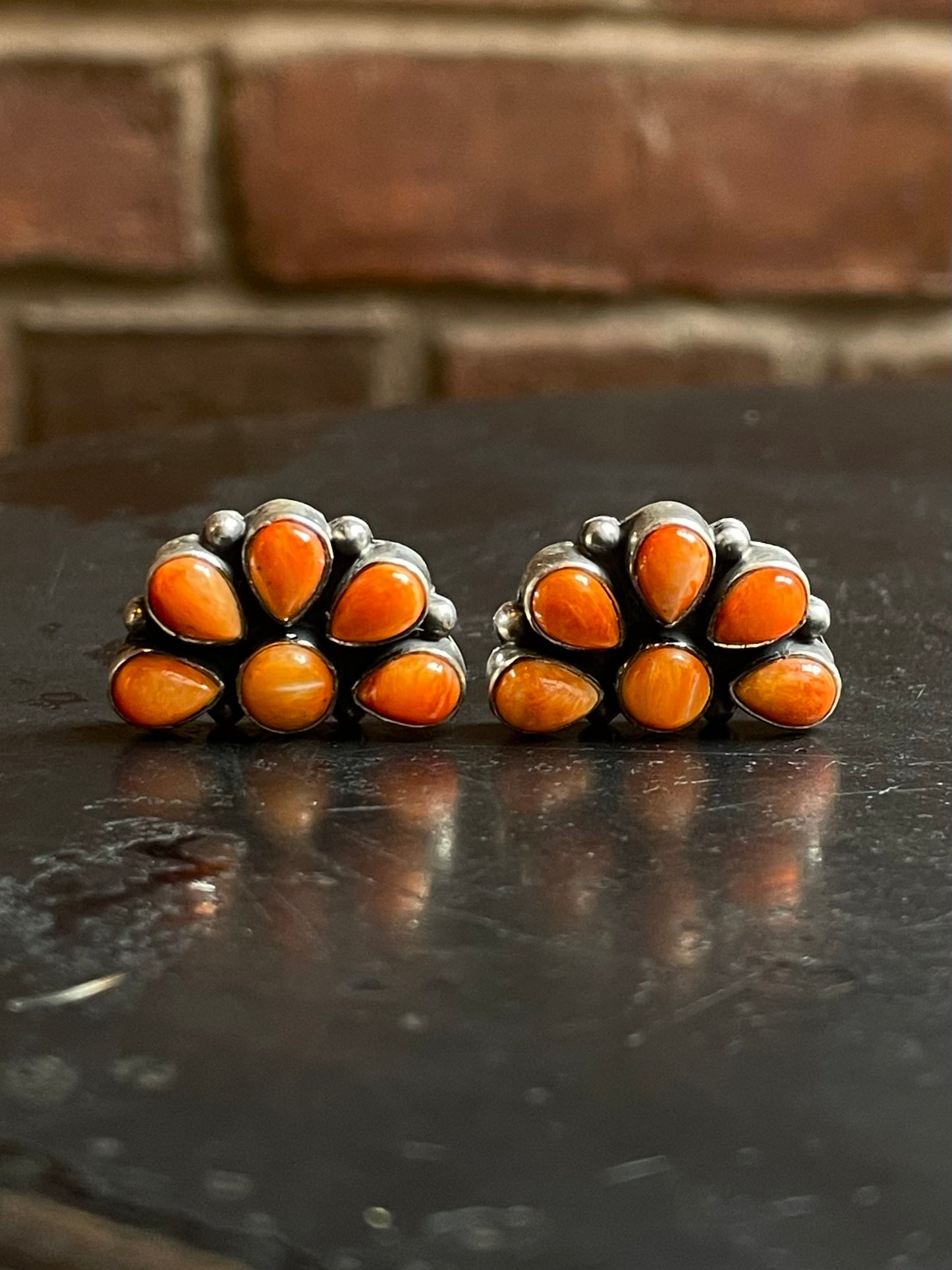 Spiny Oyster Cluster Stud Earrings | Sterling Silver E641