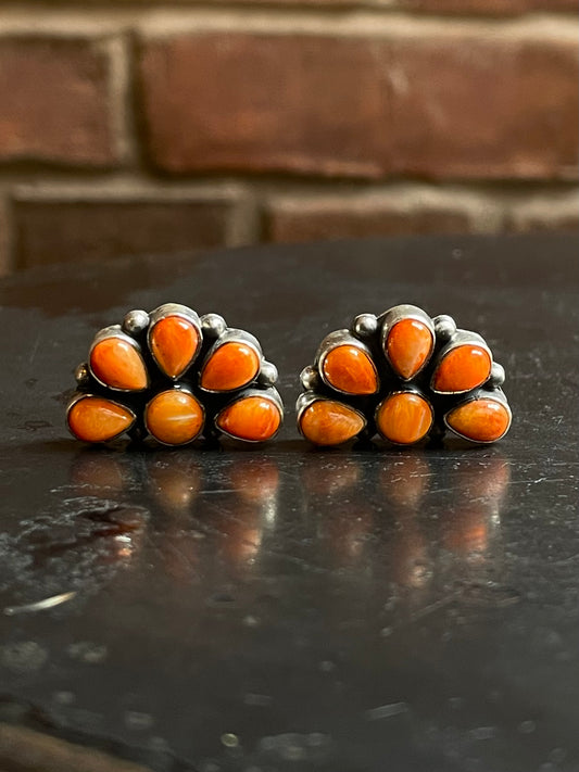 Spiny Oyster Cluster Stud Earrings | Sterling Silver E641