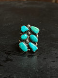 Kingman Turquoise Double Row Ring Size 7 | 925 Sterling Silver Southwest E197