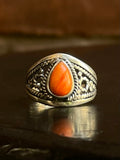 Spiny Oyster Tear Drop Ring Size 6.5 | 925 Sterling Silver G551