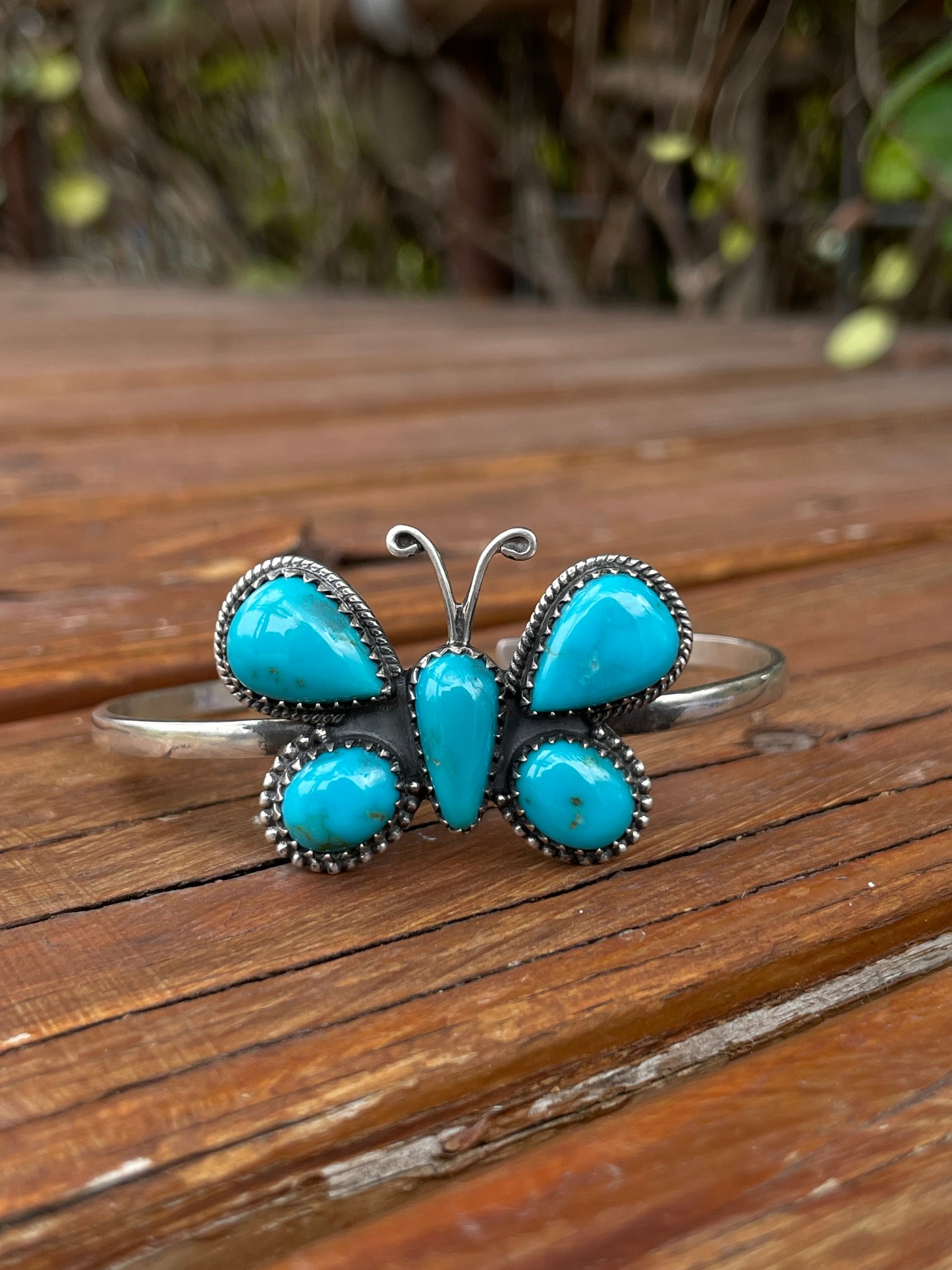 Kingman Turquoise Butterfly Cuff Bracelet | 925 Sterling Silver B984