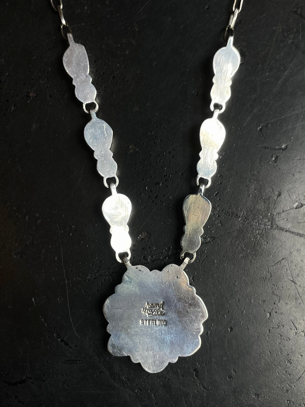 Kingman Turquoise Flower Necklace | 925 Sterling Silver E610