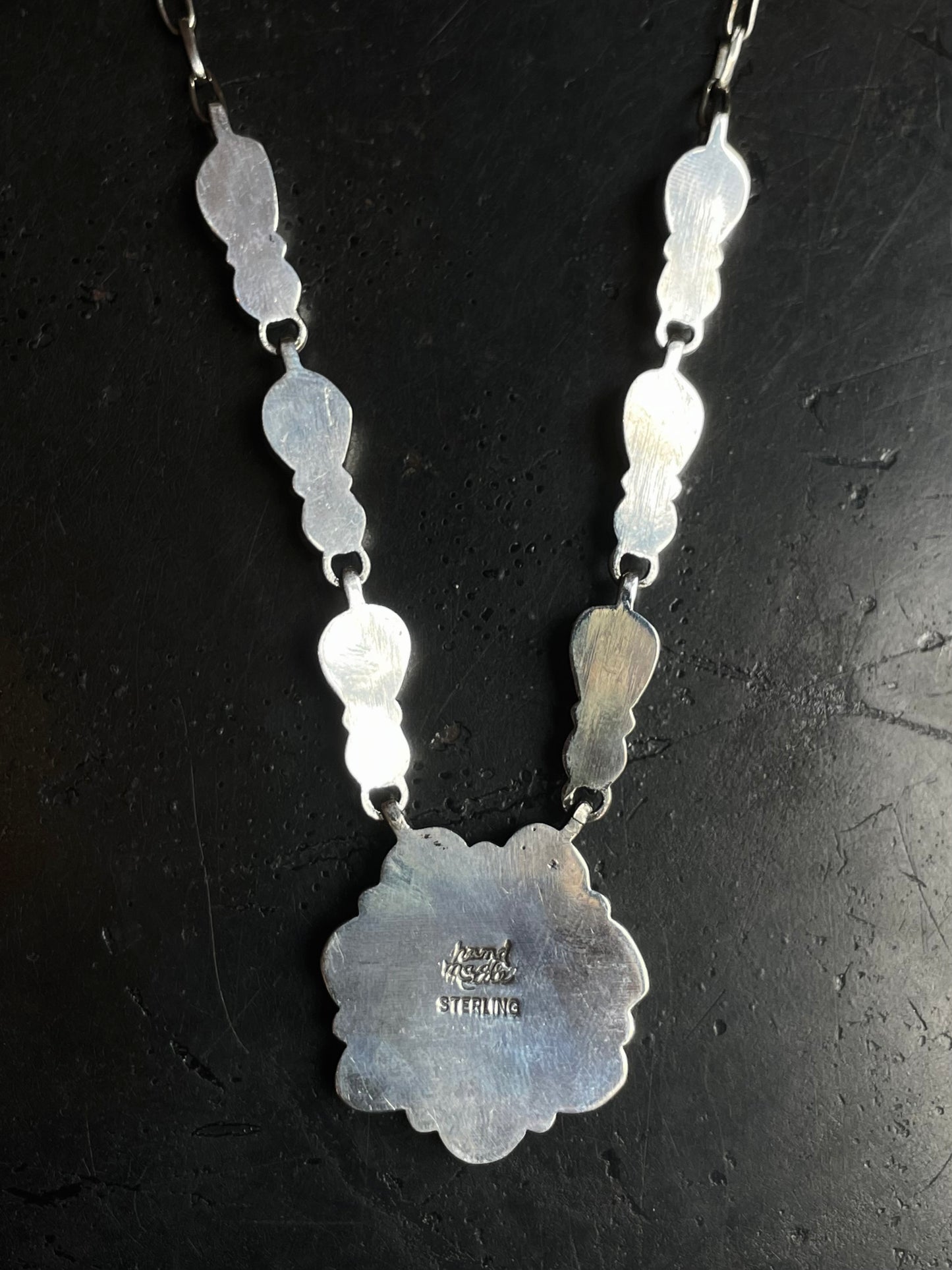 Kingman Turquoise Flower Necklace | 925 Sterling Silver E610