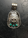 Turquoise Cowboy Hat Pendant | 925 Sterling Silver E696