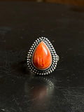 Spiny Oyster Teardrop Ring | Sterling Silver | Size 7 | A760