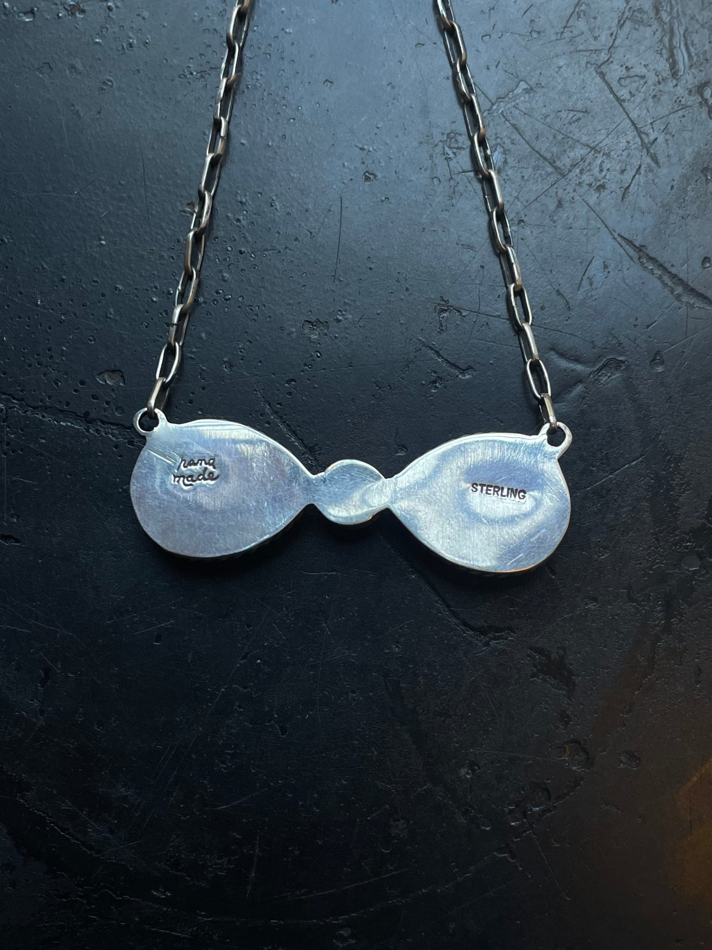 Pink Conch Necklace | Double Teardrop Bar | 925 Silver E570