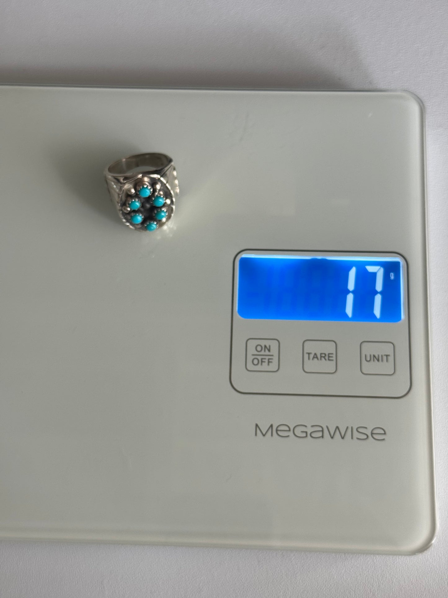 Kingman Turquoise Cluster Ring | Sterling Silver | Size 10.5 | A882