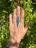 Turquoise 5 Stone Row Ring | 925 Sterling Silver | Size 9 B278