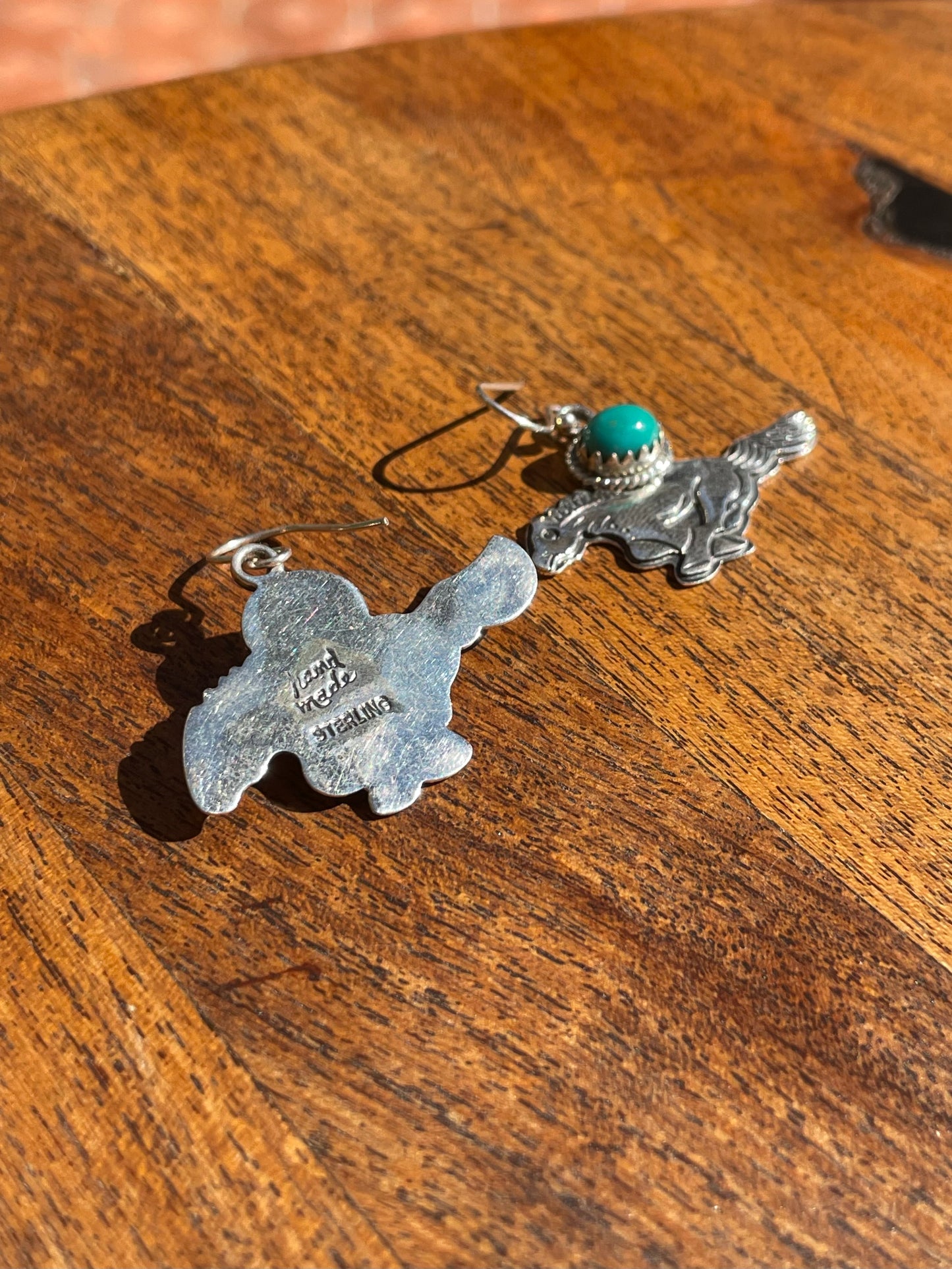 Kingman Turquoise Horse Dangle Earrings | 925 Sterling Silver C836