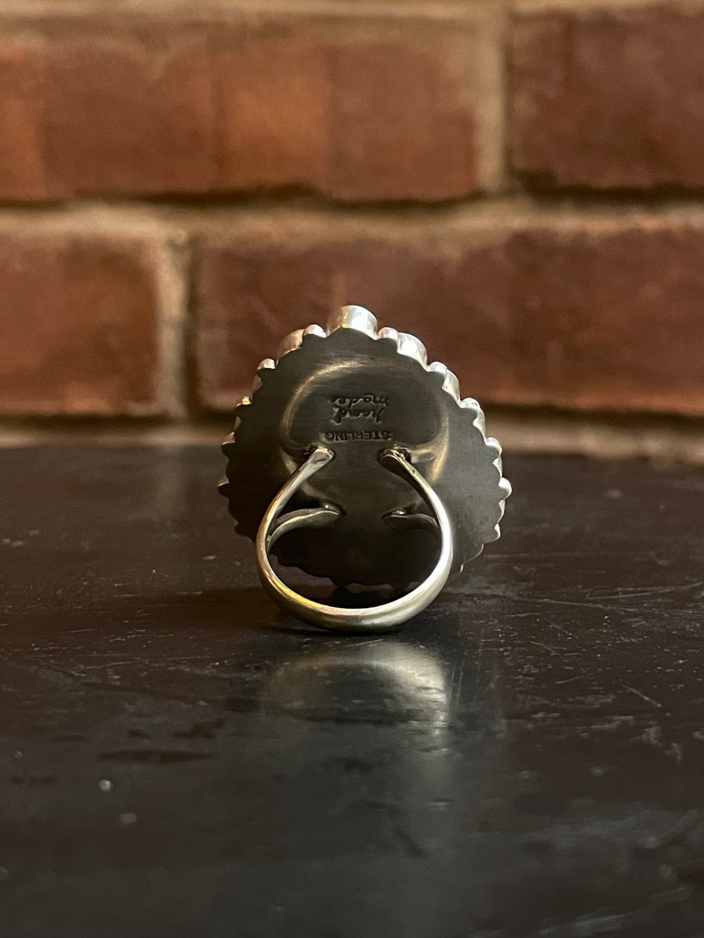 Italian Coral & Wild Horse Ring Size 9 | 925 Sterling Silver G198