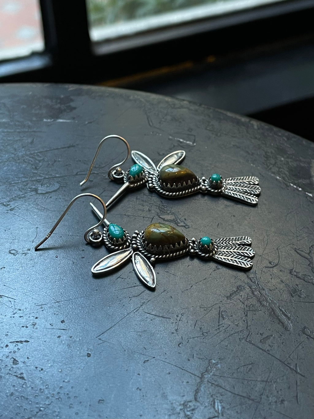 Turquoise Bird Hook Earrings | 925 Sterling Silver E403