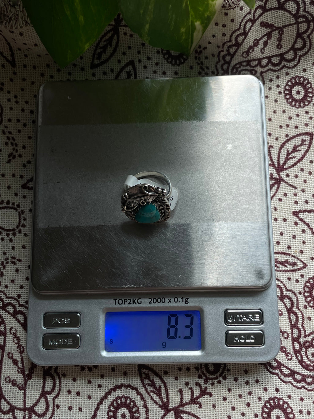 Turquoise Feather Ring | 925 Sterling Silver Size 6.5 D291