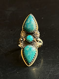Turquoise Tear Drop Ring Size 8 | Sterling Silver E880
