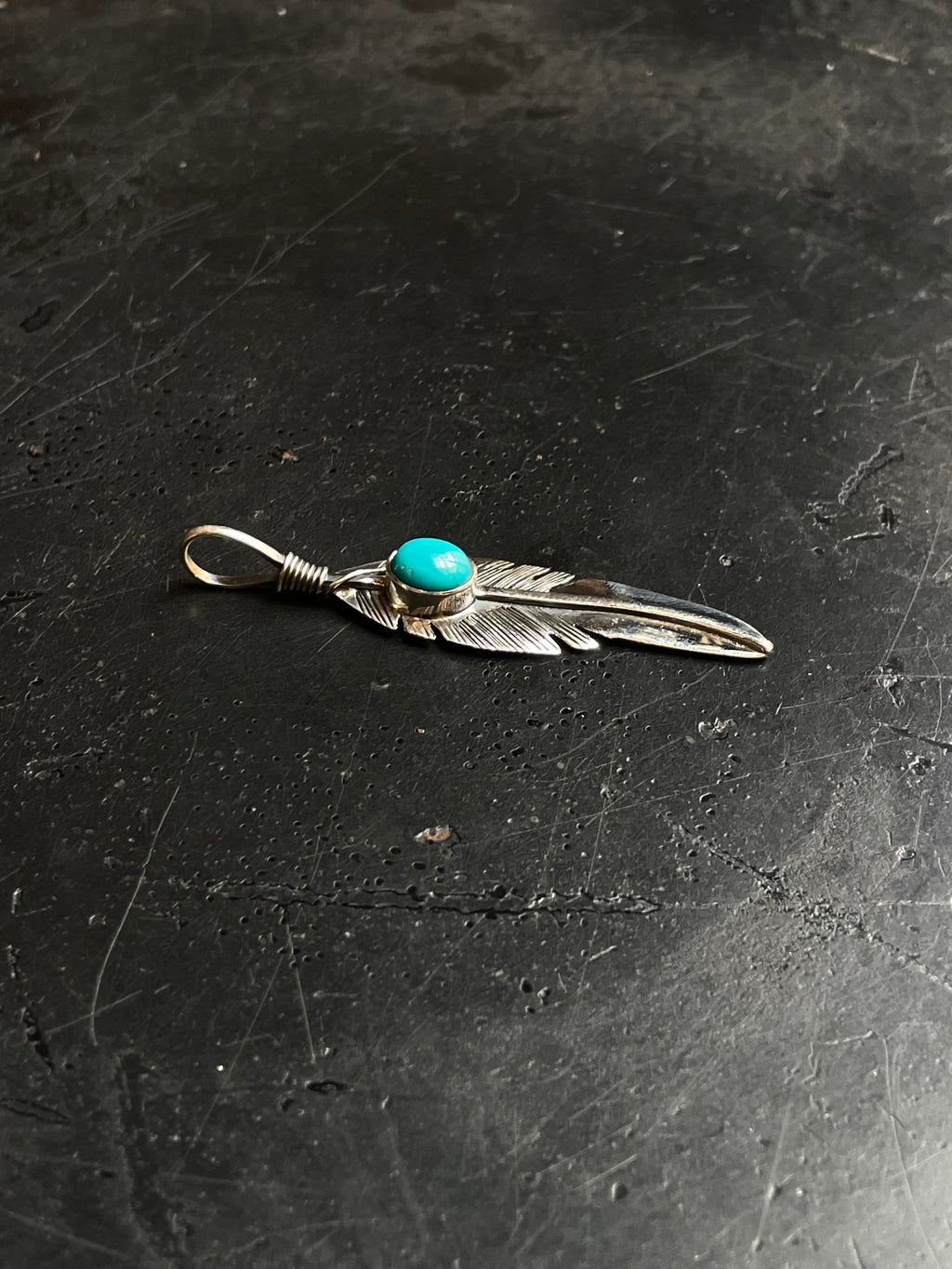 Turquoise Feather Pendant | 925 Sterling Silver E227