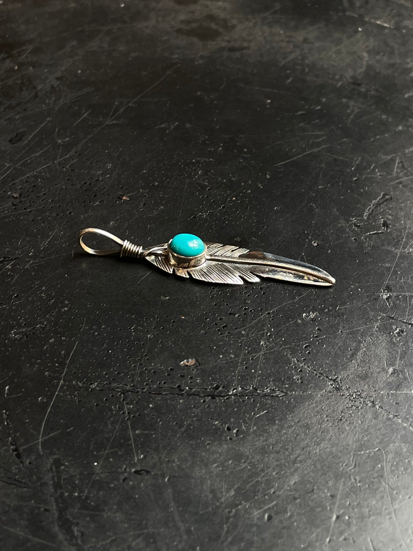 Turquoise Feather Pendant | 925 Sterling Silver E227