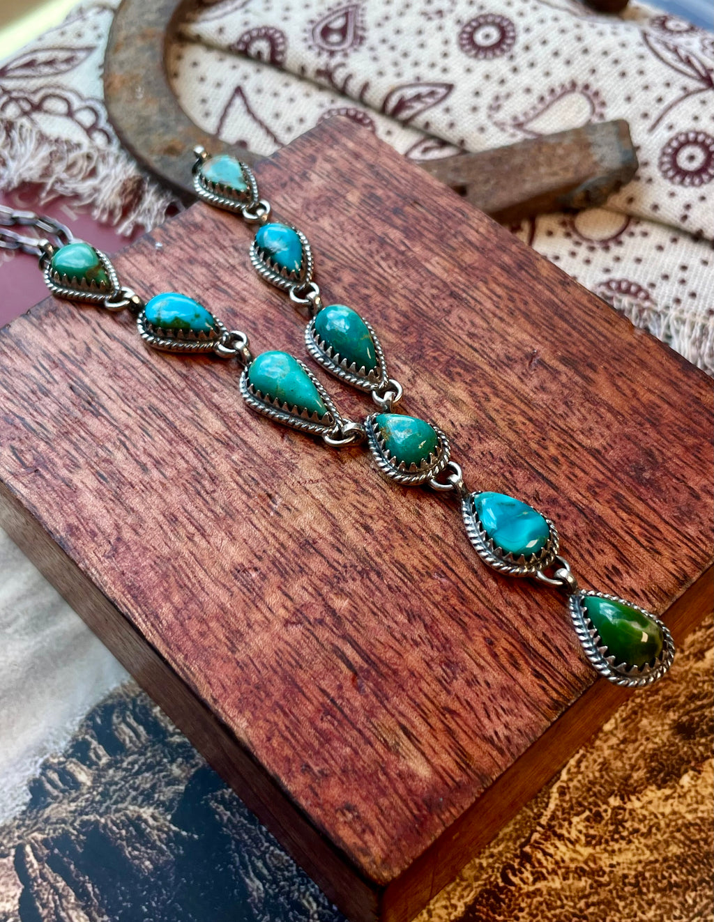 Kingman Turquoise Lariat Necklace | 925 Sterling Silver D225