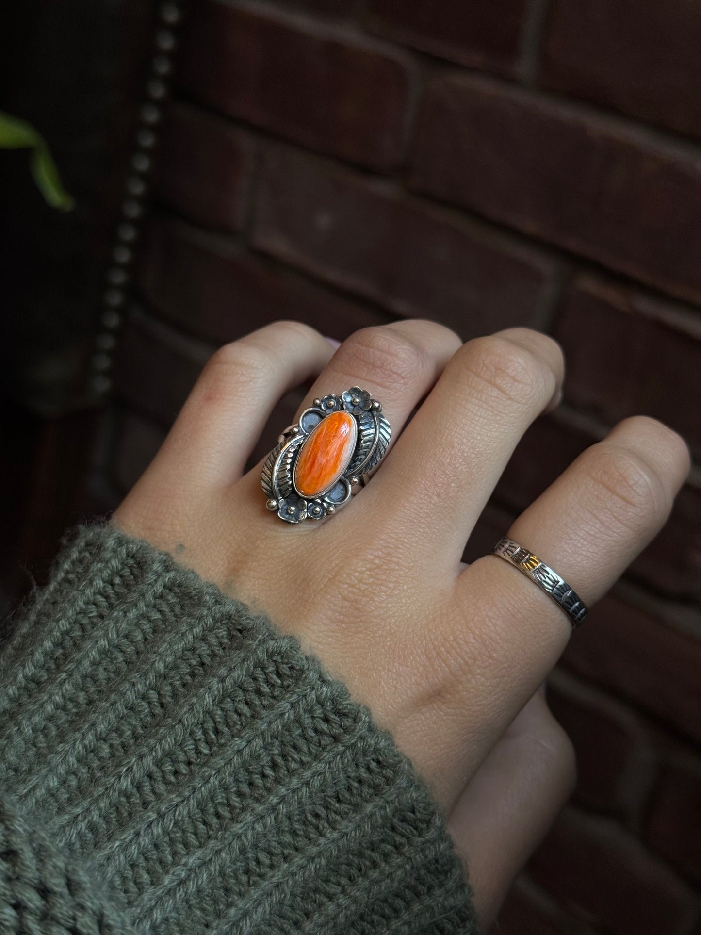 Spiny Oyster Floral Ring Size 6 | 925 Sterling Silver