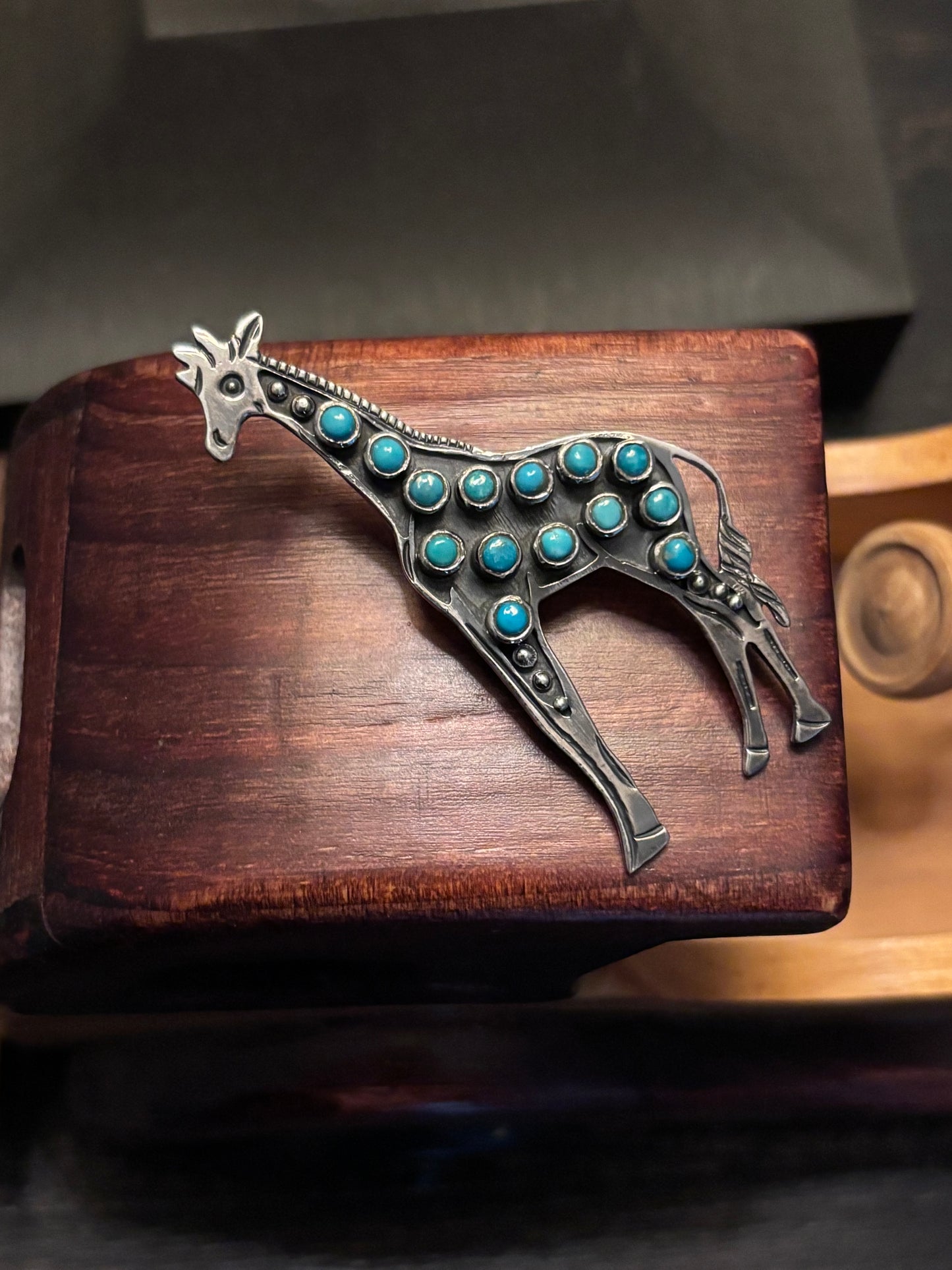 Turquoise Giraffe Pendant | 925 Sterling Silver Southwestern Style A098