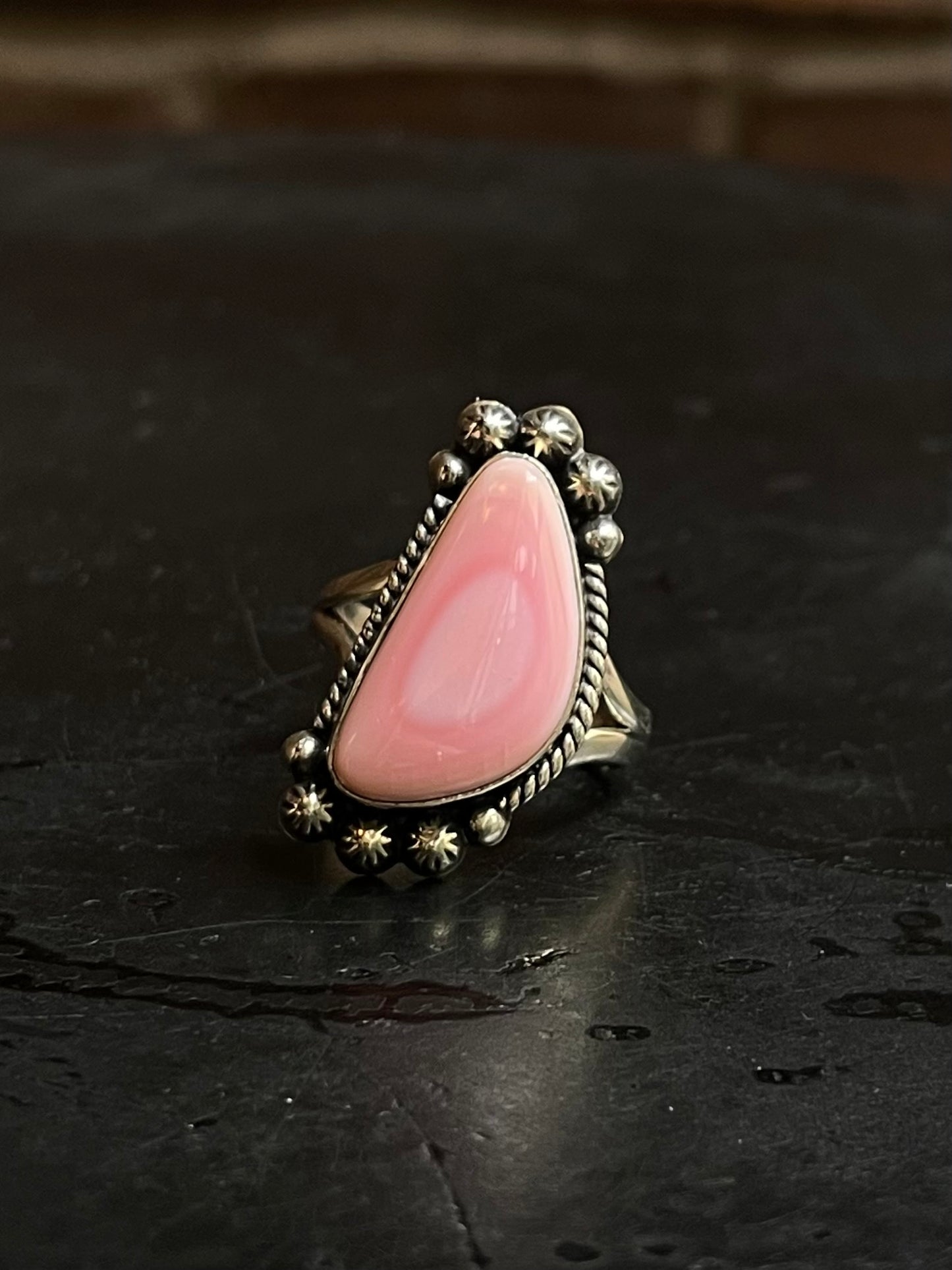 Pink Conch Ring Size 8 | 925 Sterling Silver Southwest E160