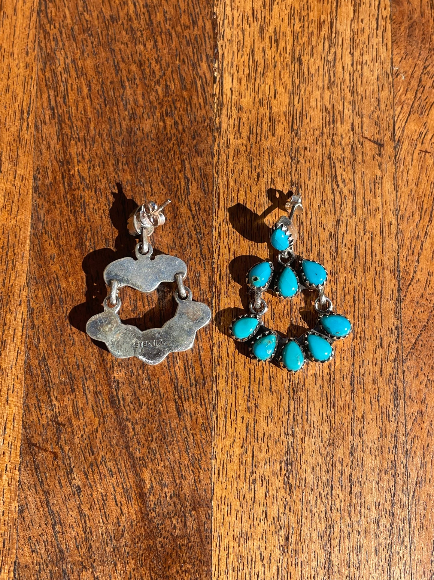 Kingman Turquoise Chandelier Stud Earrings | 925 Sterling Silver C835
