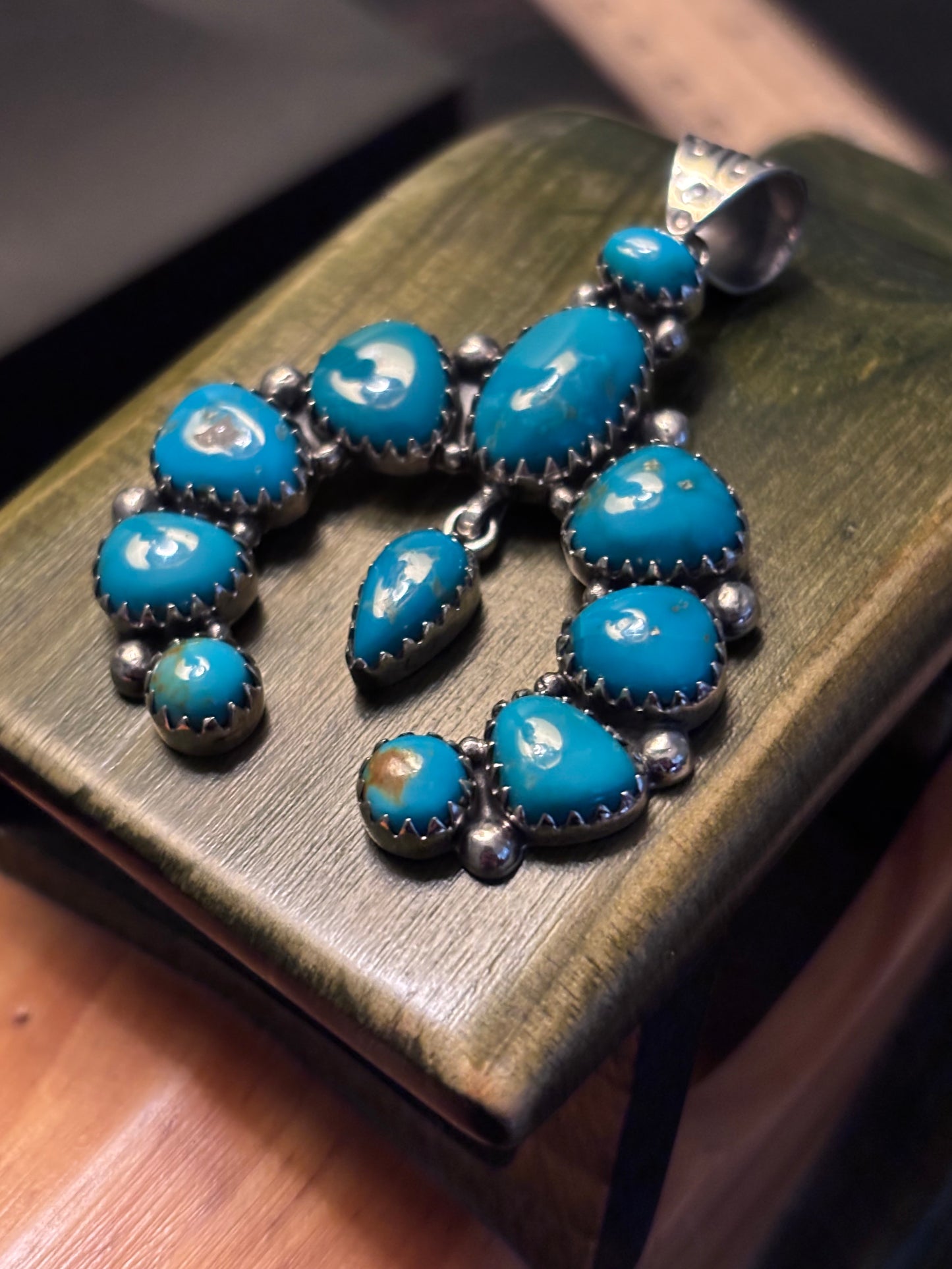 Kingman Turquoise Naja Pendant | Sterling Silver Southwestern Style A082