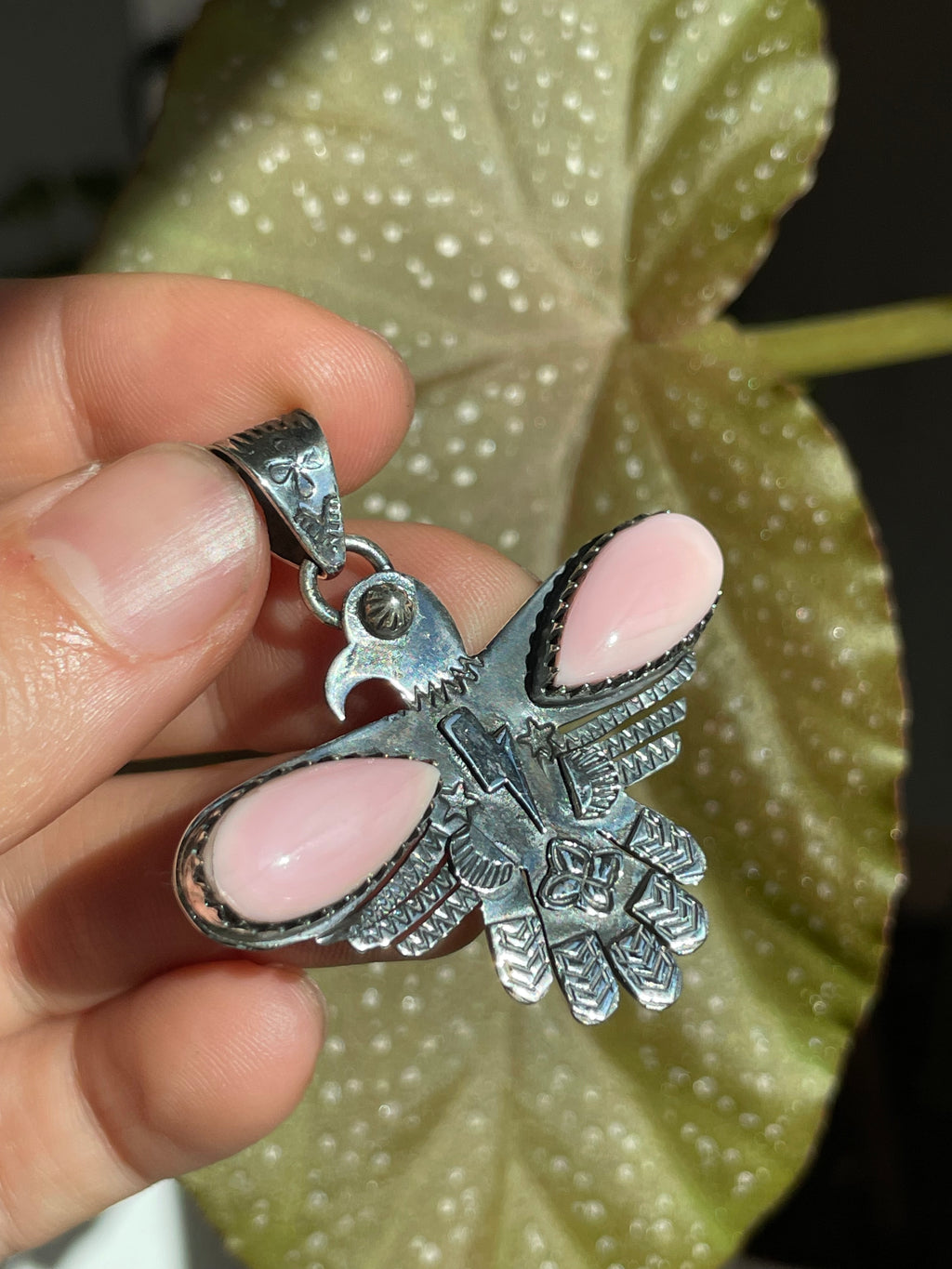 Pink Conch Thunderbird Pendant | Sterling Silver 925 B853