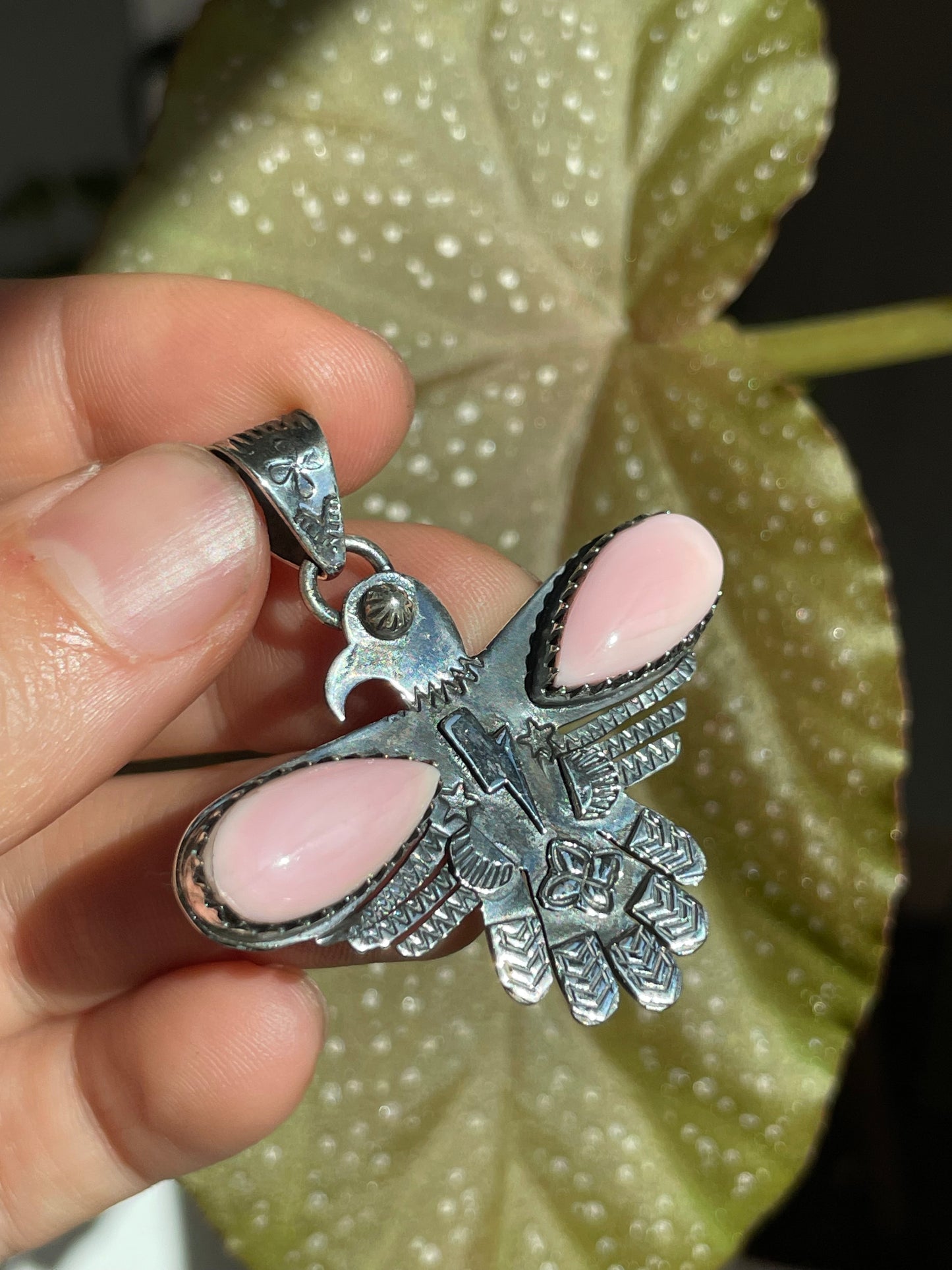 Pink Conch Thunderbird Pendant | Sterling Silver 925 B853