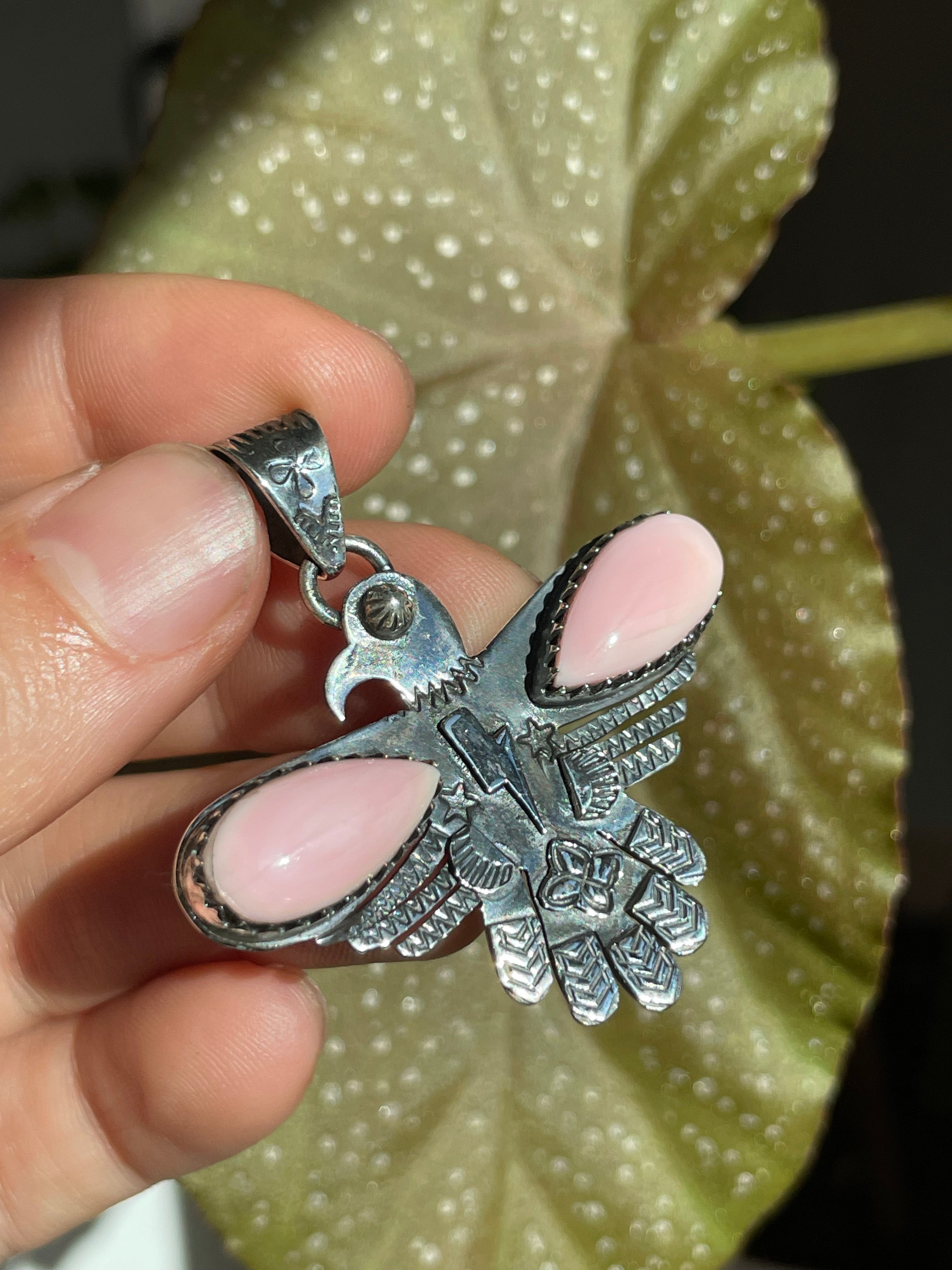 Pink Conch Thunderbird Pendant | Sterling Silver 925 B853