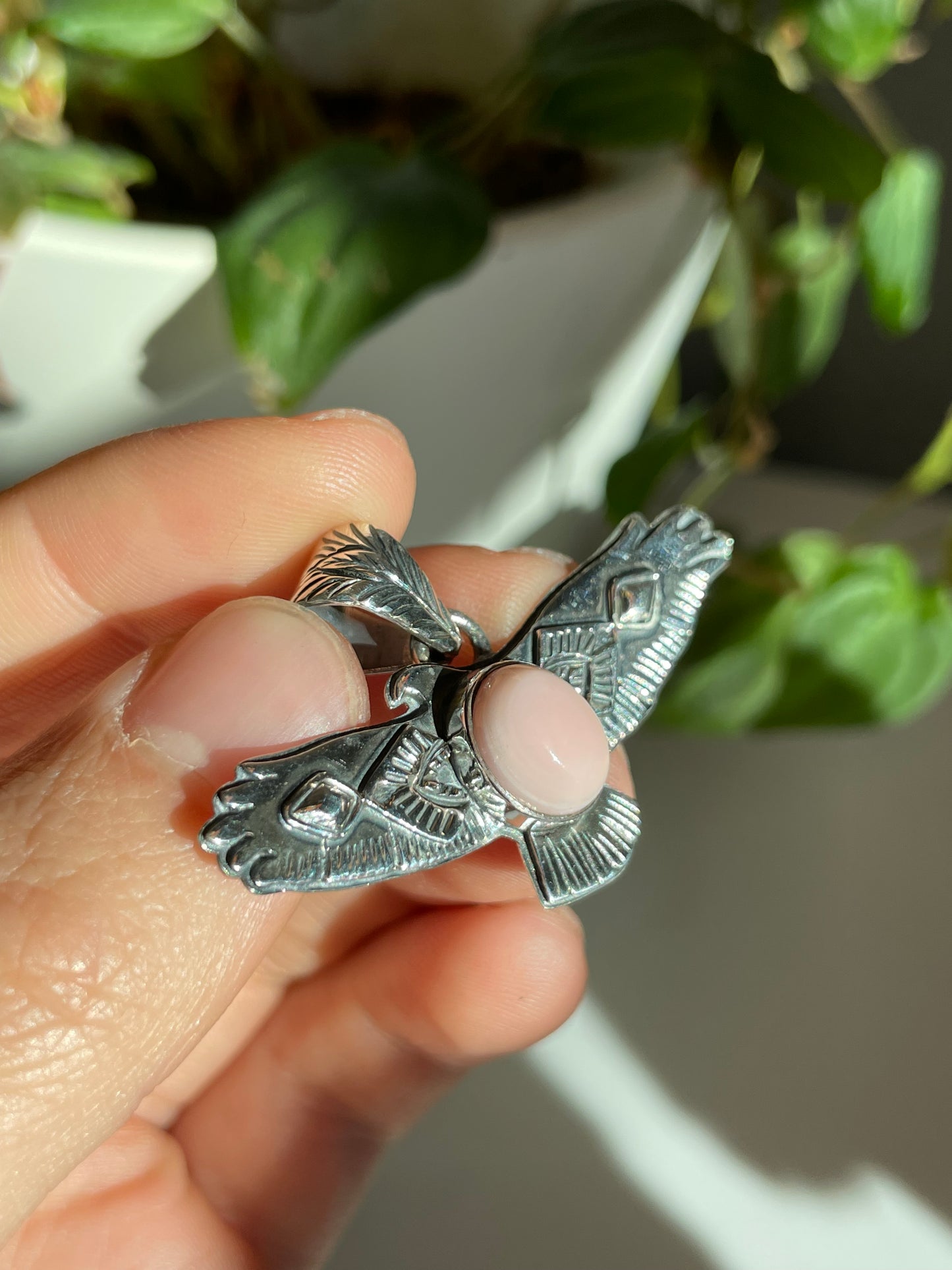 Pink Conch Thunderbird Pendant | Sterling Silver 925 B808