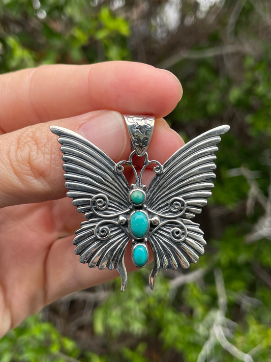 Turquoise Butterfly Pendant | Sterling Silver 925 B727