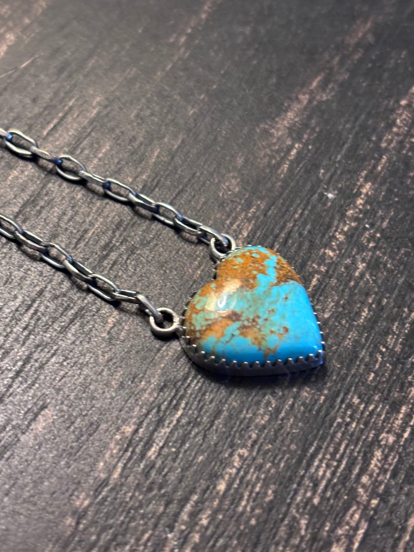 Turquoise Heart Necklace | Sterling Silver Southwestern Style A089