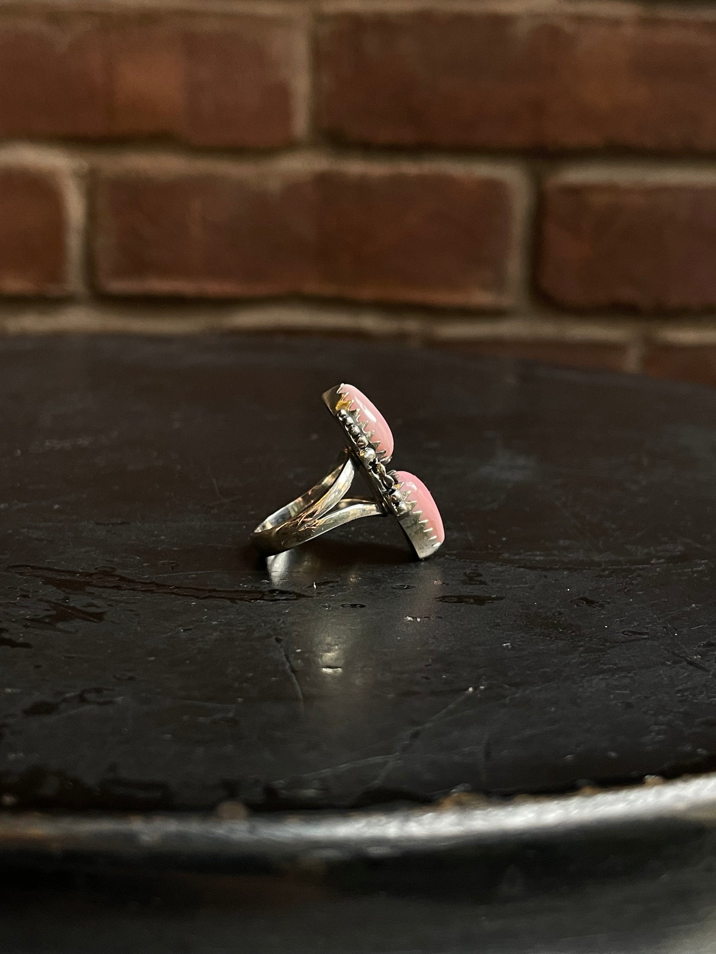 Pink Conch Double Stone Ring Size 6 | 925 Sterling Silver Southwest E170