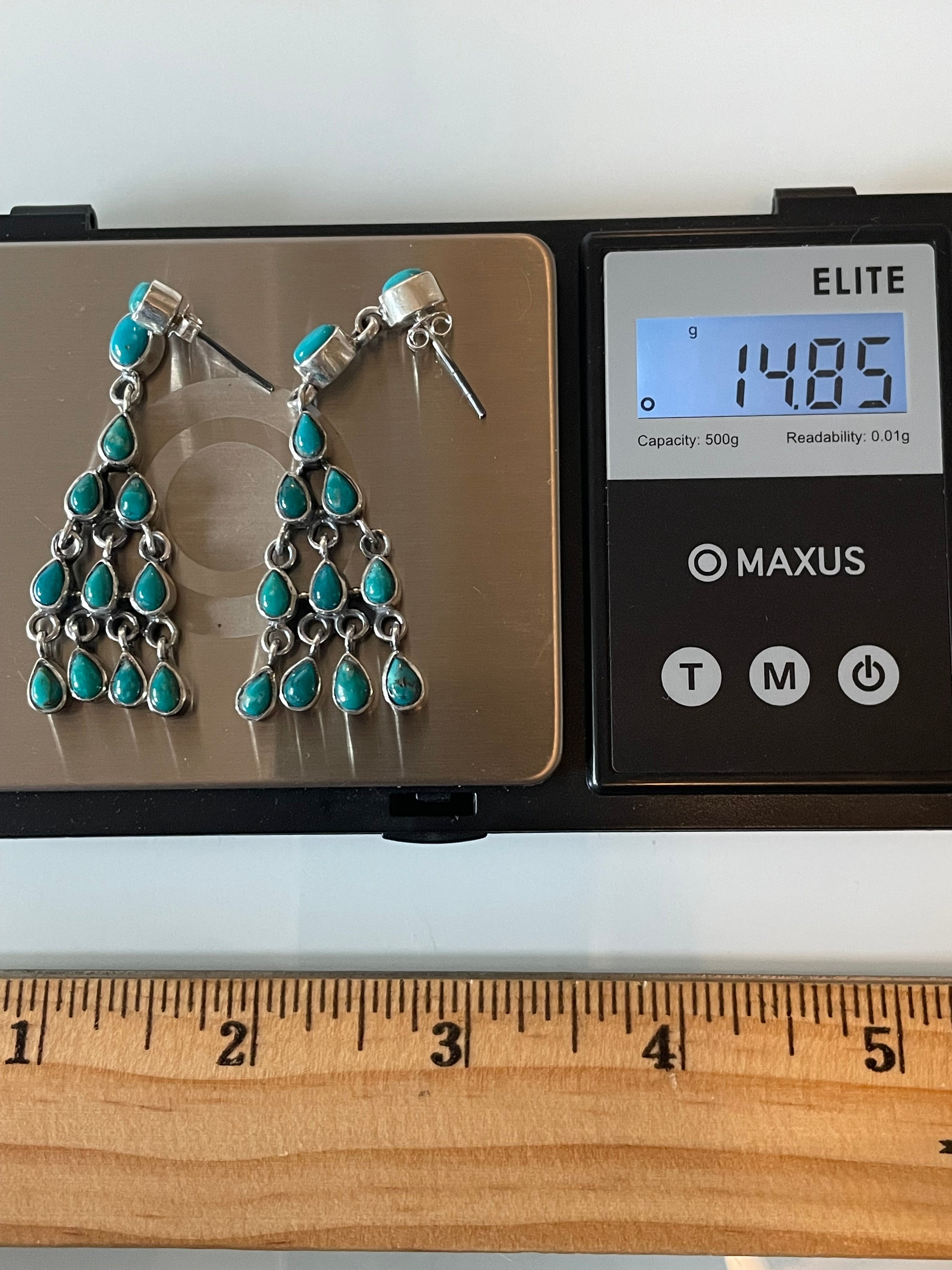 Kingman Turquoise Stud Dangle Earrings | 925 Sterling Silver G658